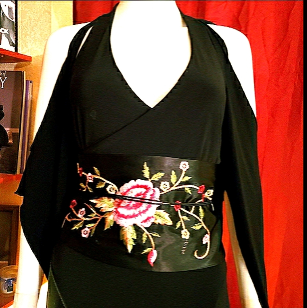 🖤RARE VTG Black Oriental Inspired Dress by one 🖤 - Picture 3 of 9